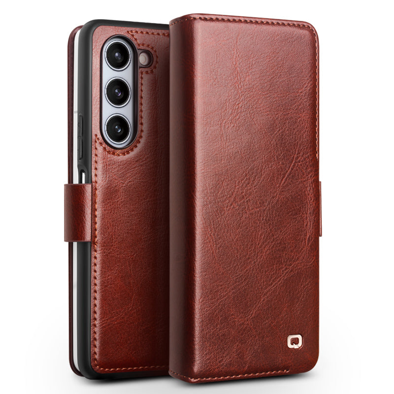 QIALINO Wallet Phone Case til Samsung Galaxy Z Fold5 5G TPU ægte ko læder Folio Flip Cover QIALINO Wallet Phone Case til Samsung Galaxy Z Fold5 5G TPU ægte ko læder Folio Flip Cover